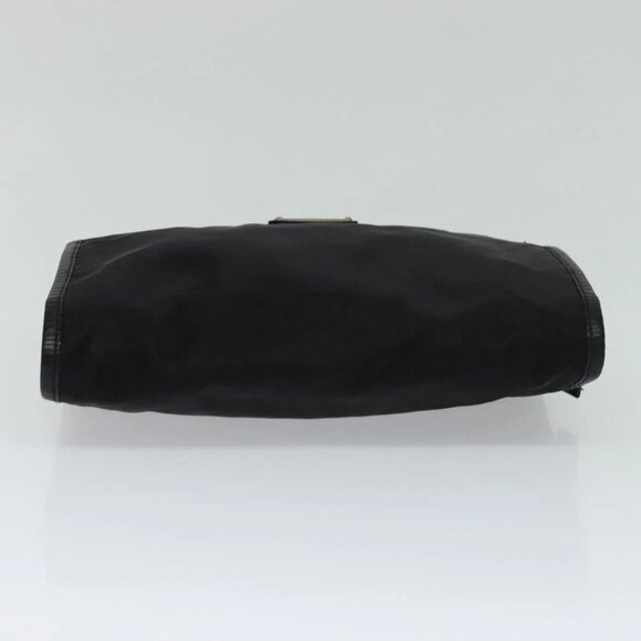 PRADA Clutch Bag Nylon Leather Black Silver Auth 113740 - Picture 9 of 16